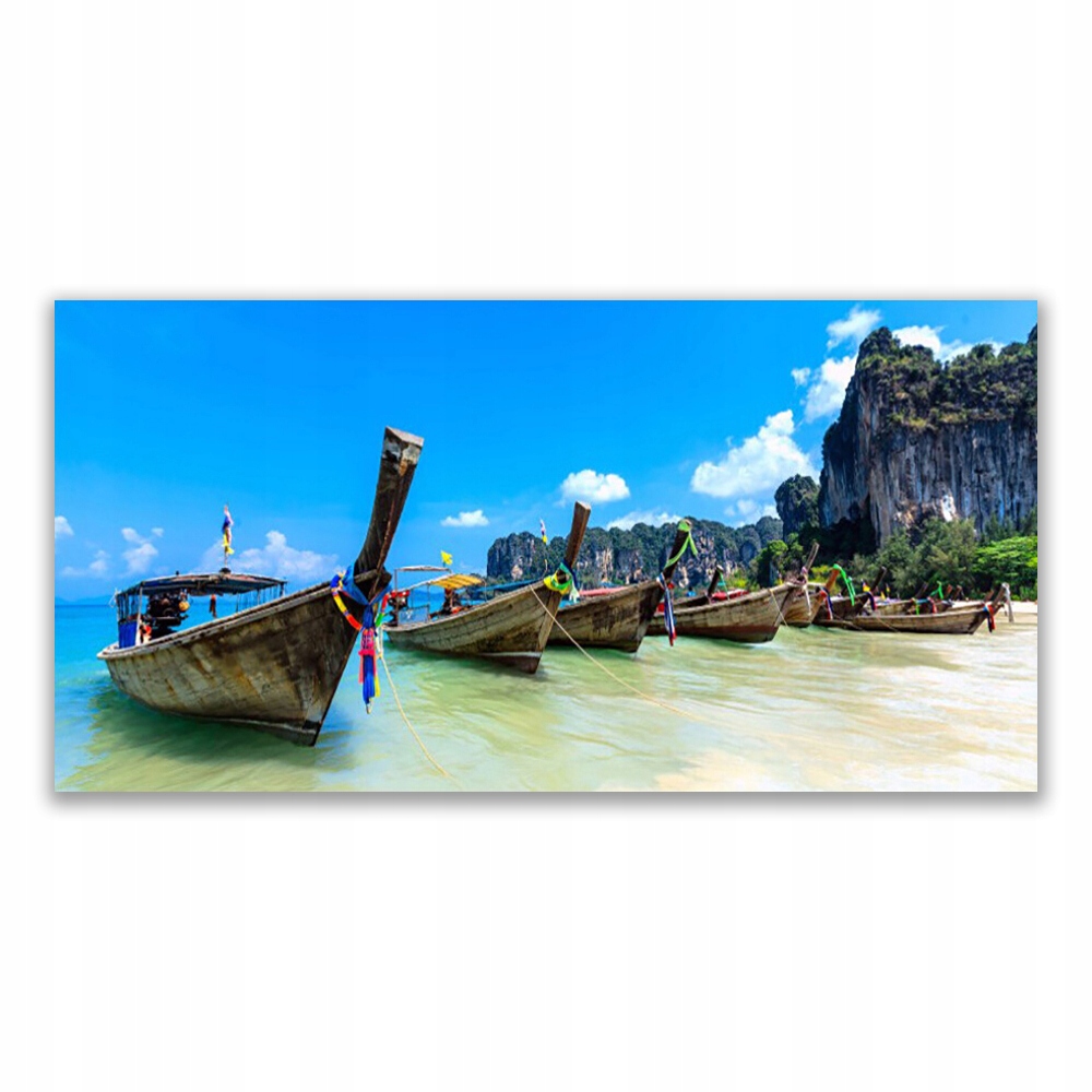 

Fotoobraz akryl 140x70 Łódka Morze Plaża Krajobraz