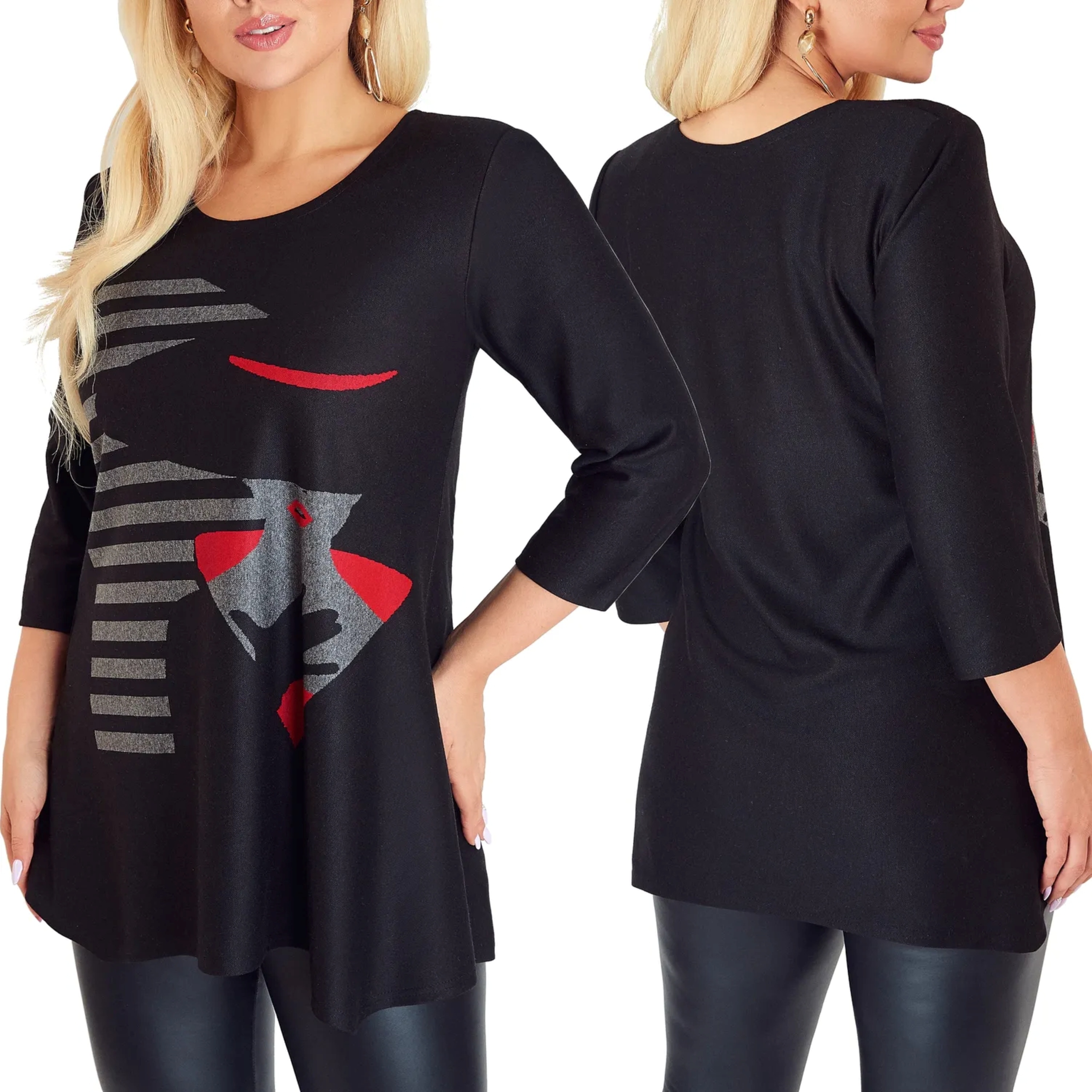 Dámská tunika Velké velikosti Volná Dlouhá Plus Size Polský Výrobce Mikina