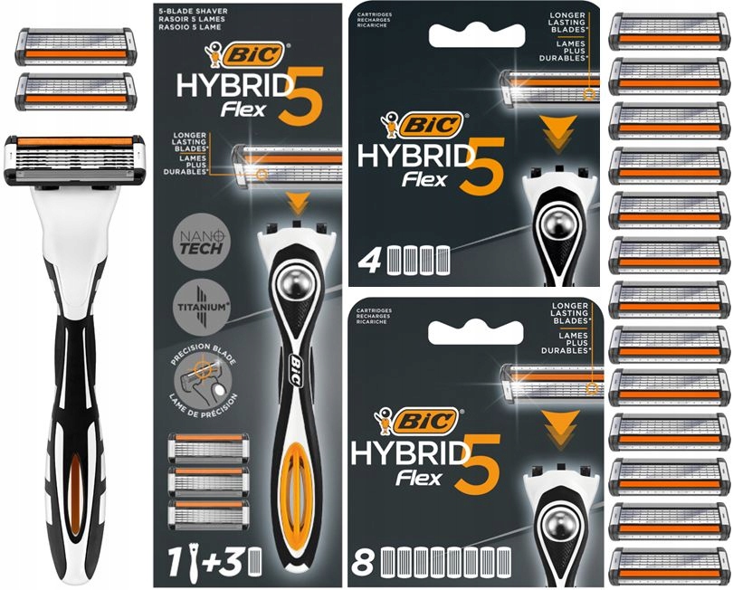 Bic Hybrid 5 Flex Maszynka Do Golenia Dla Mężczyzn 15 Wkładów