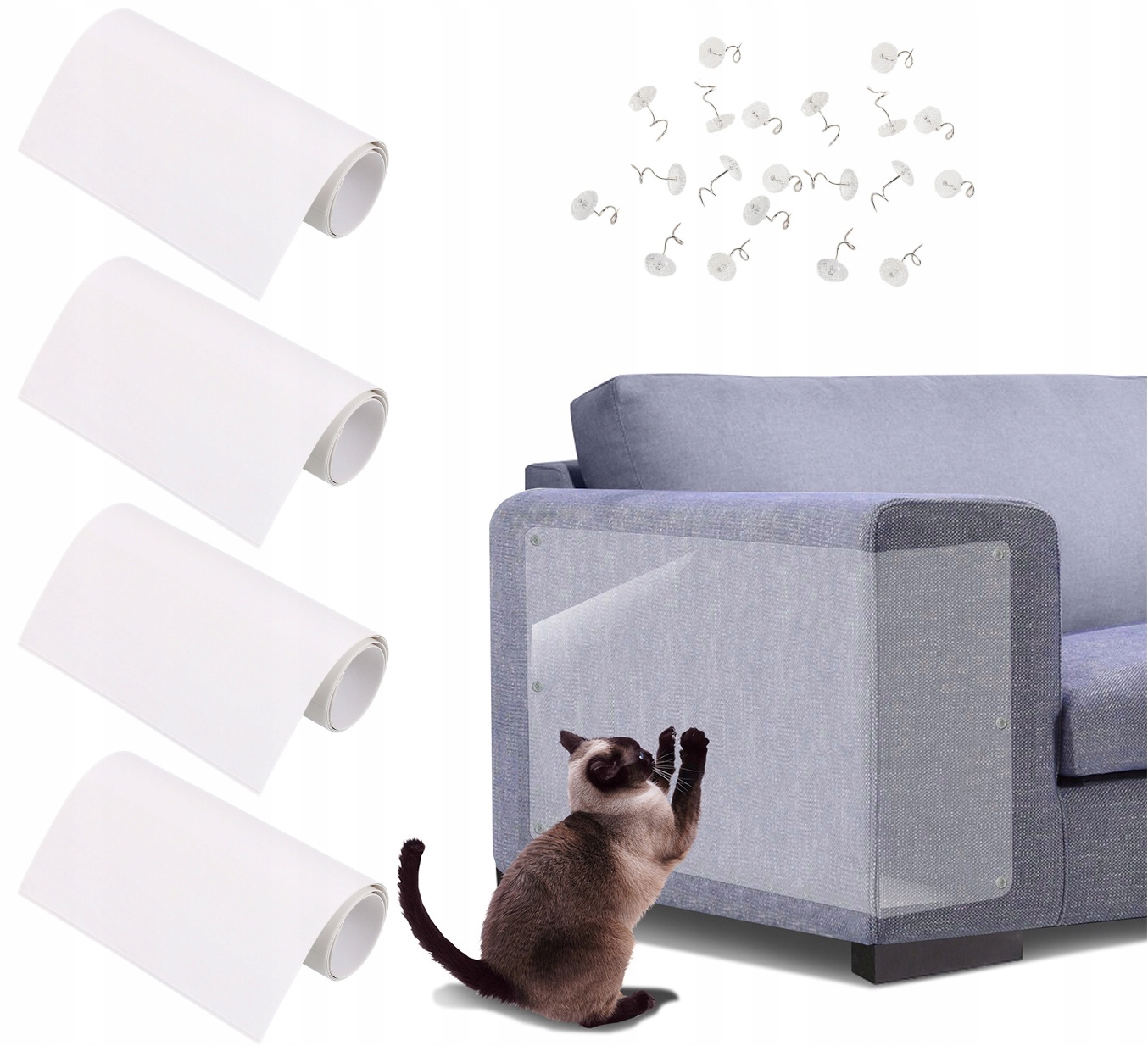 4X Duża Naklejka Folia Ochrona Mata Na Meble Drapak Dla Kota 30x45 cm