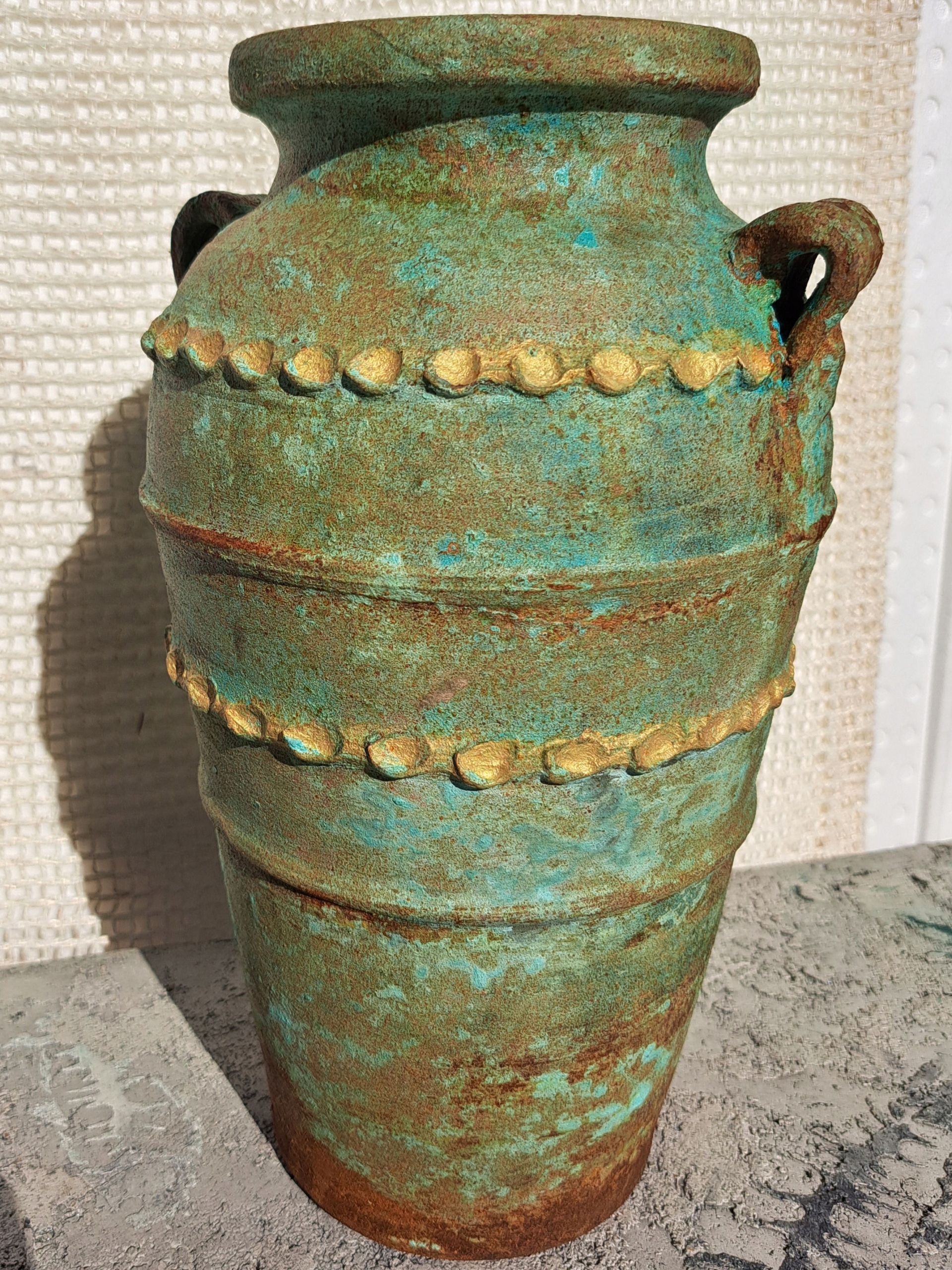 AMFORA GRECKA DZBAN GLINIANY RDZA PATYNA HEXA RĘKODZIEŁO Marka bez marki