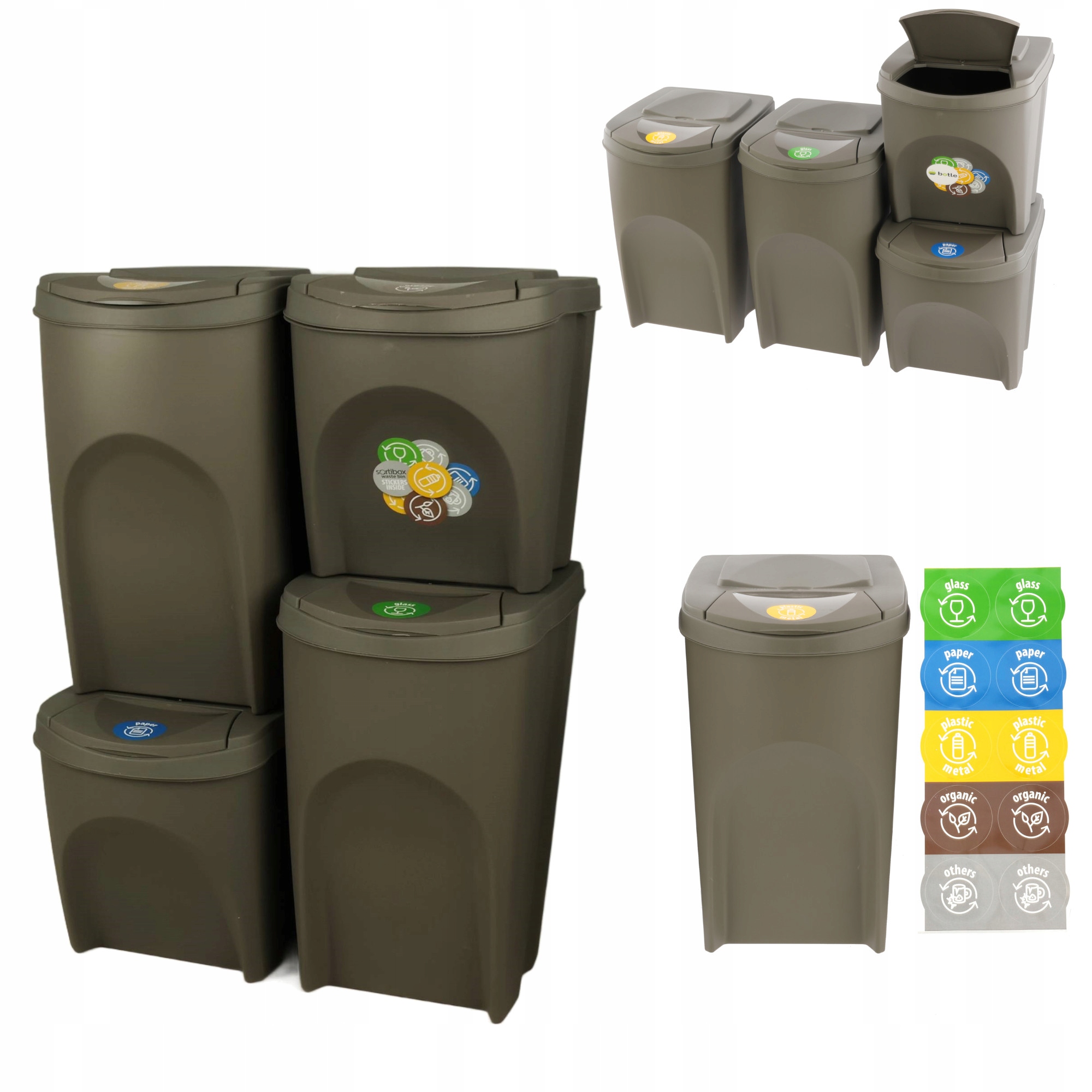 Levně Koš Na Tříděný Odpad 120 L Set 2x35 L 2x25 L Na Odpad Šedý