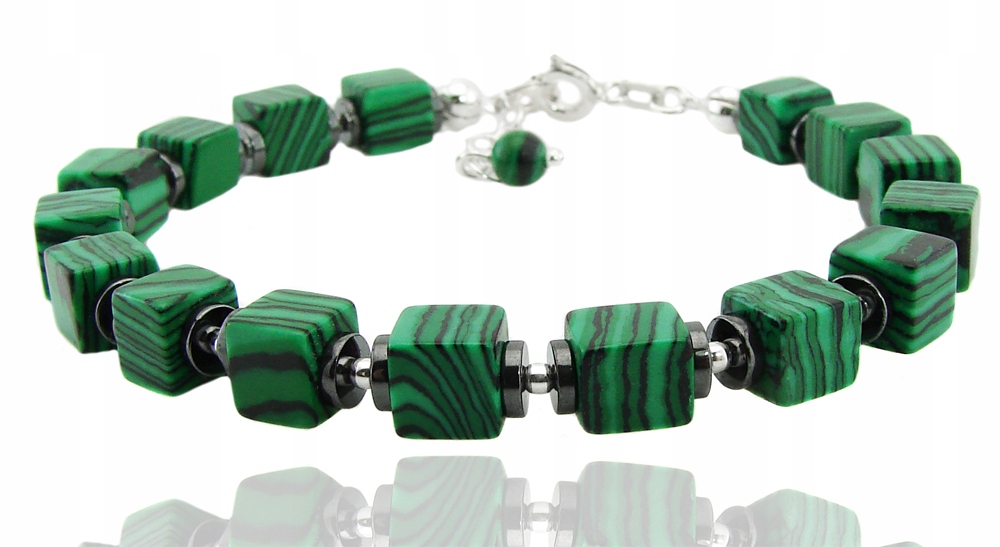 Arsylion bransoletka malachit z hematytem 925