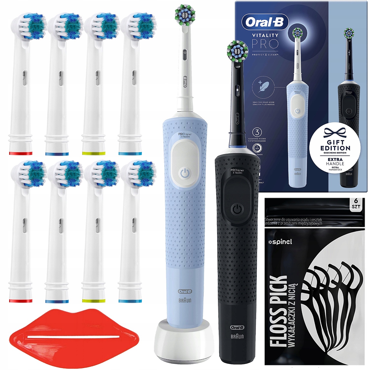 Zestaw Dwupak Szczoteczki Elektryczne Oral-b Vitality Pro D103 Duo Dodatki