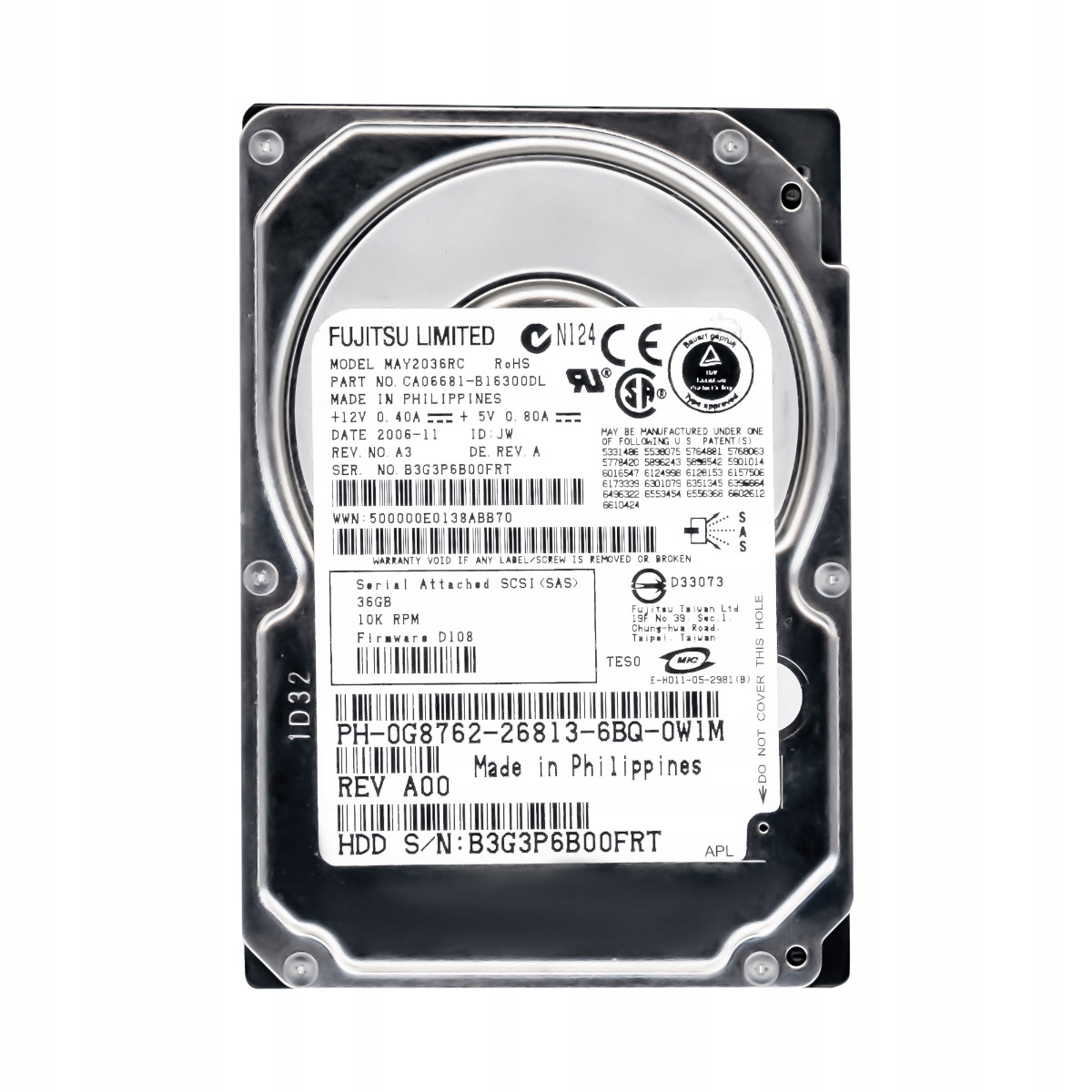 Dell 0G8762 36GB 10K 16MB Sas 2.5'' MAY2036RC