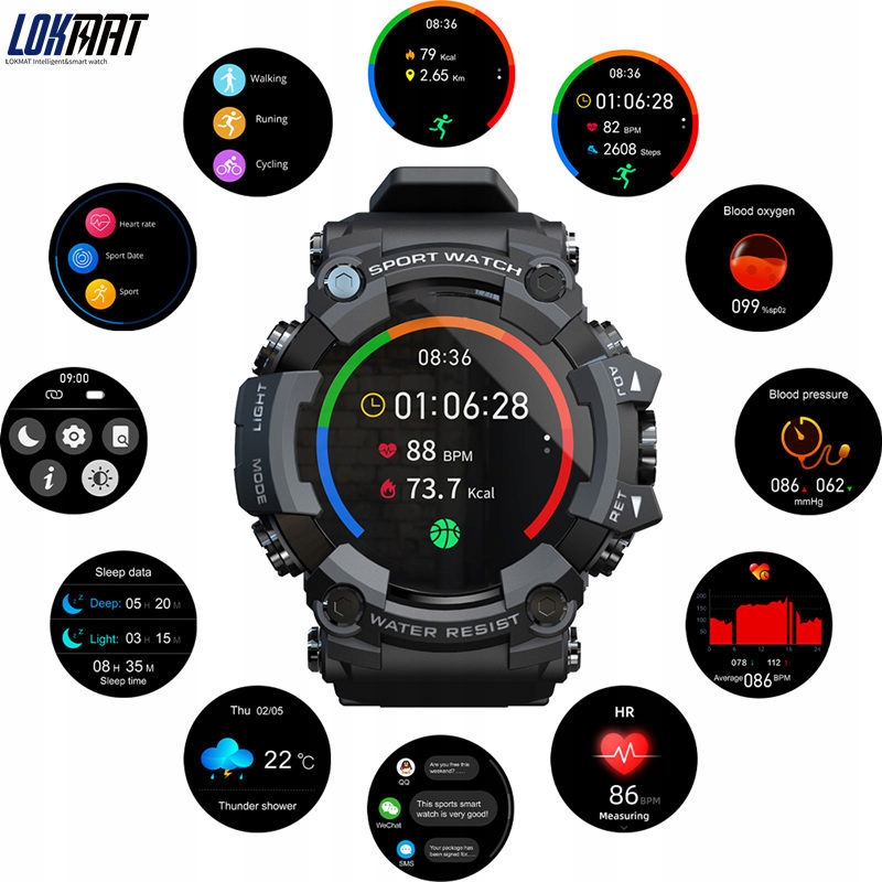ZEGAREK MĘSKI SMARTWATCH LOKMAT ATTACK PULS POLSKI Model inny