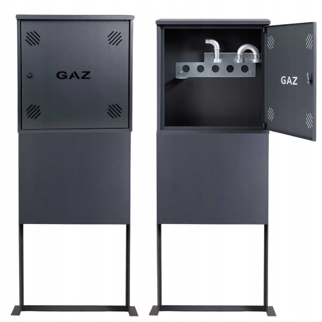 Szafka Punkt Gazowy aluminium 600x600x250mm Grafit na 1 gazomierz Podstawa