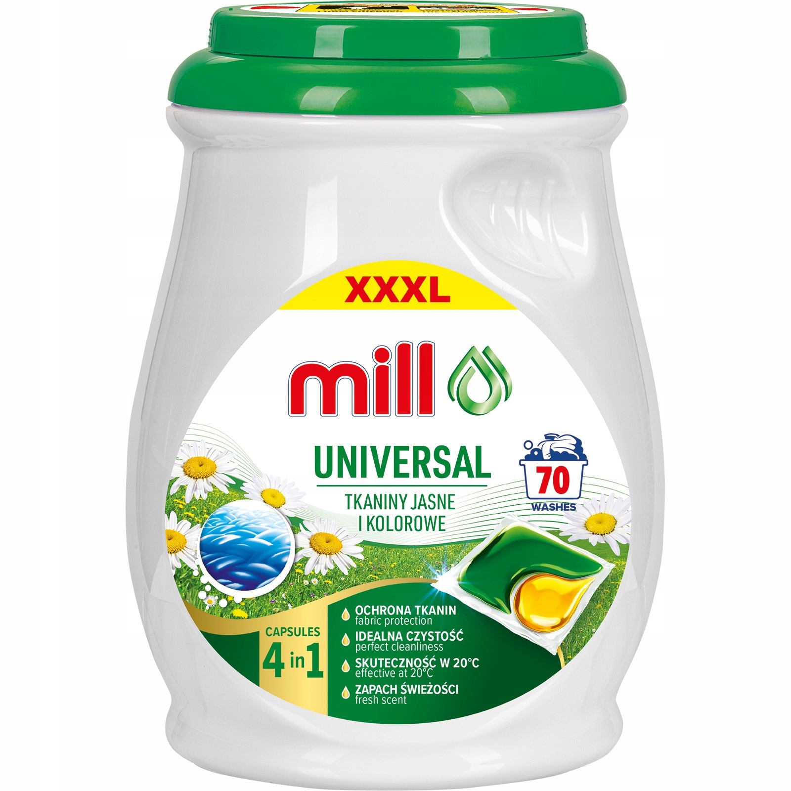 Levně MILL Kapsle na praní Univerzální 70 praní 4v1 70 kusů Universal Duo Caps