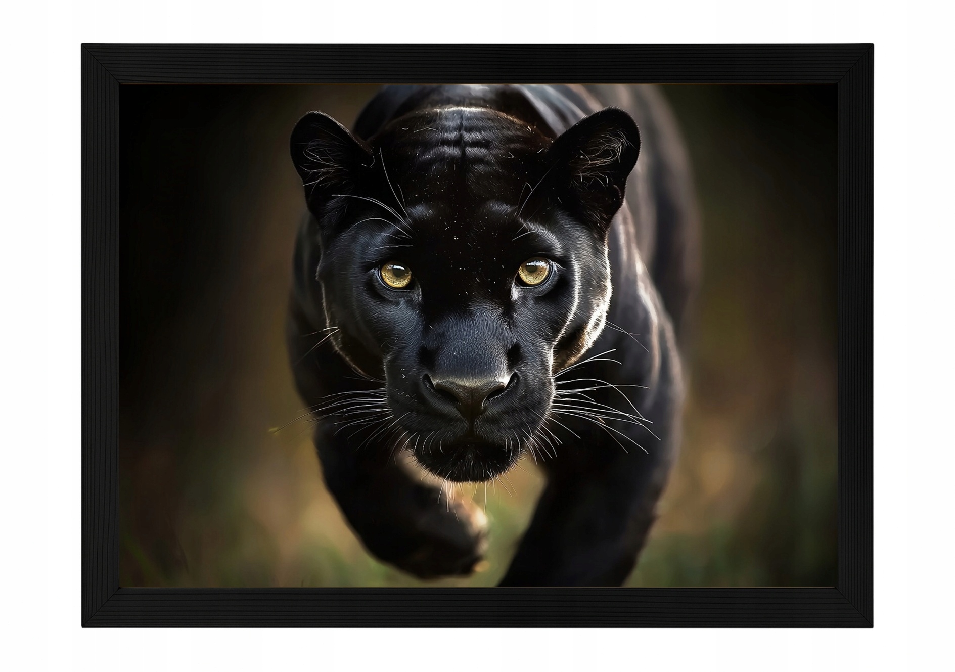 Plakát Rámeček Dřevo Zvíře Dravec Kočka Černá Pantera Puma 100x70
