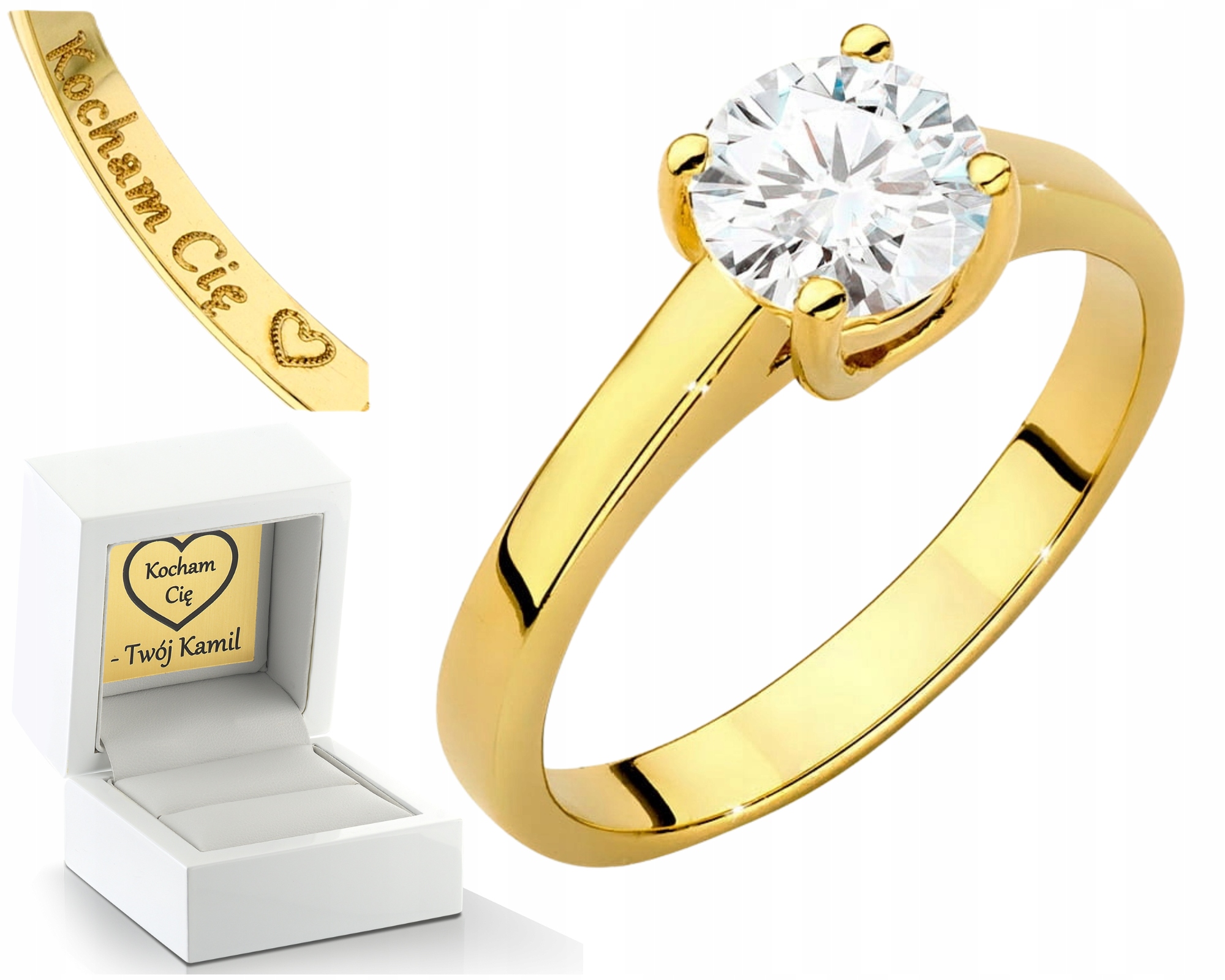 Zlatý Prstýnek 14K Laboratorní Šperkařský Diamant Nejvyšší Třídy