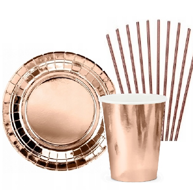 

Zestaw Talerzyki Kubeczki Rose Gold różowe złoto
