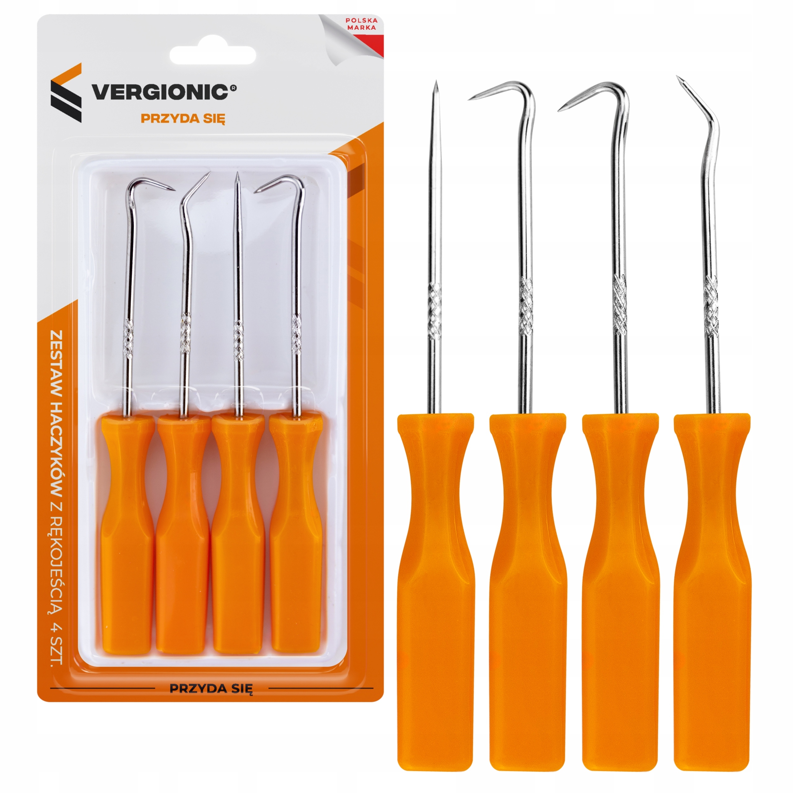 Zestaw haczyków hartowanych z rękojeścią 14 cm 4 szt. Vergioni