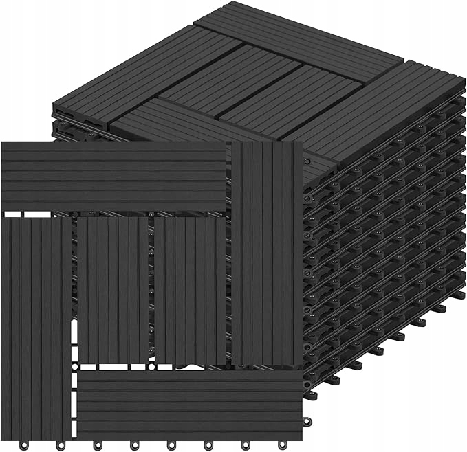 Woltu 11 terasových dlaždíc Wpc s vzhľadom dreva