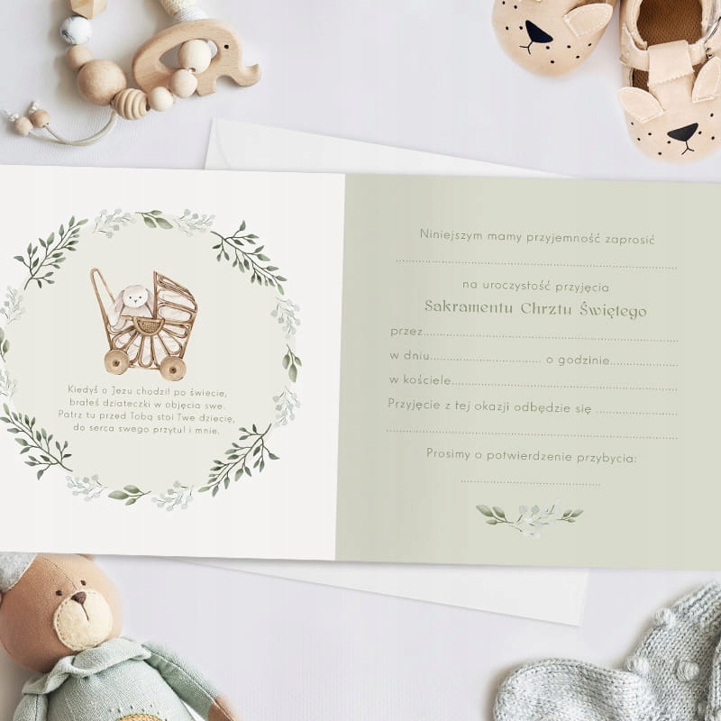 ZAPROSZENIA do wypisania styl boho Chrzest 10szt Wysokość produktu 14 cm