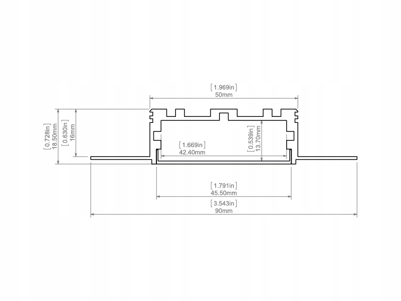 Profil LED aluminiowy KLUŚ KOZUS-50 nieanod. 1m Waga produktu z opakowaniem jednostkowym 0.5 kg