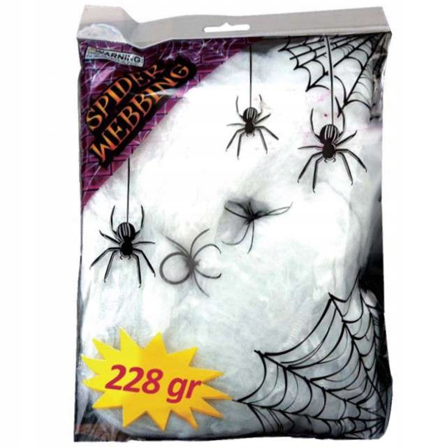 PAJĘCZYNA biała HALLOWEEN sieć pająka nylon 228g