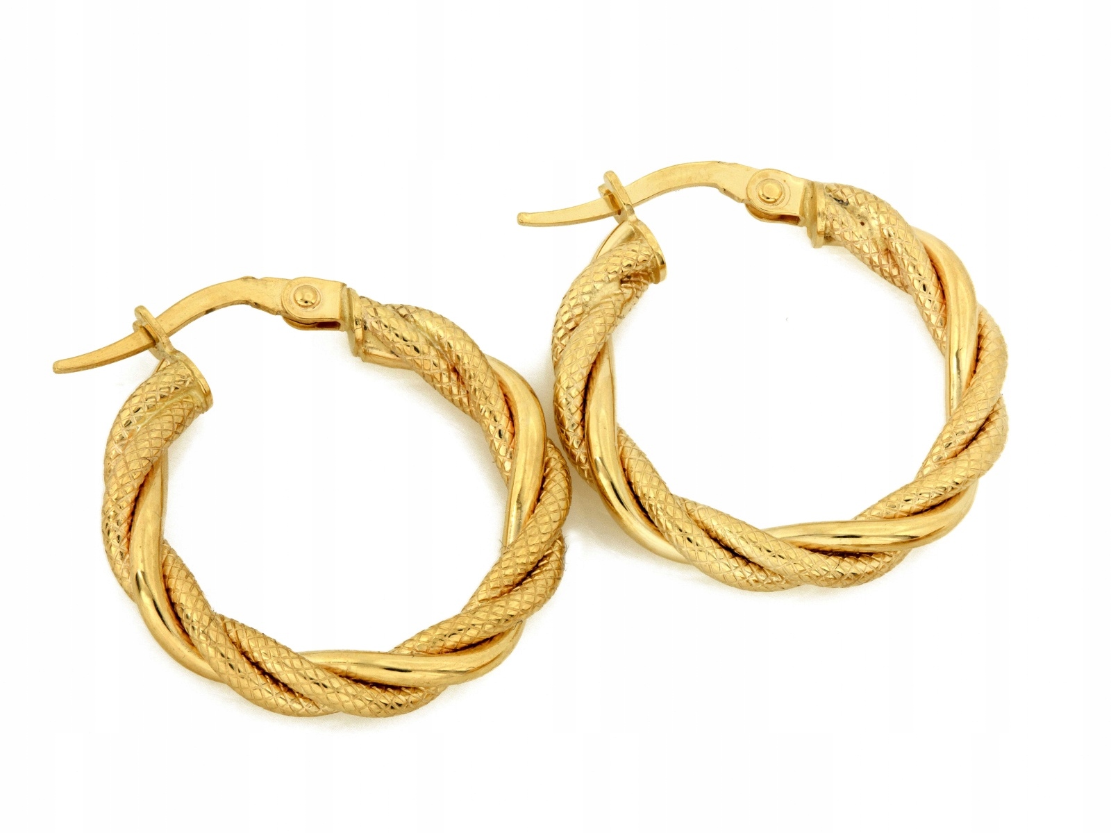 Náušnice pro ženy ze zlata ryzosti 585, zkroucená kolečka 23 mm jako dárek