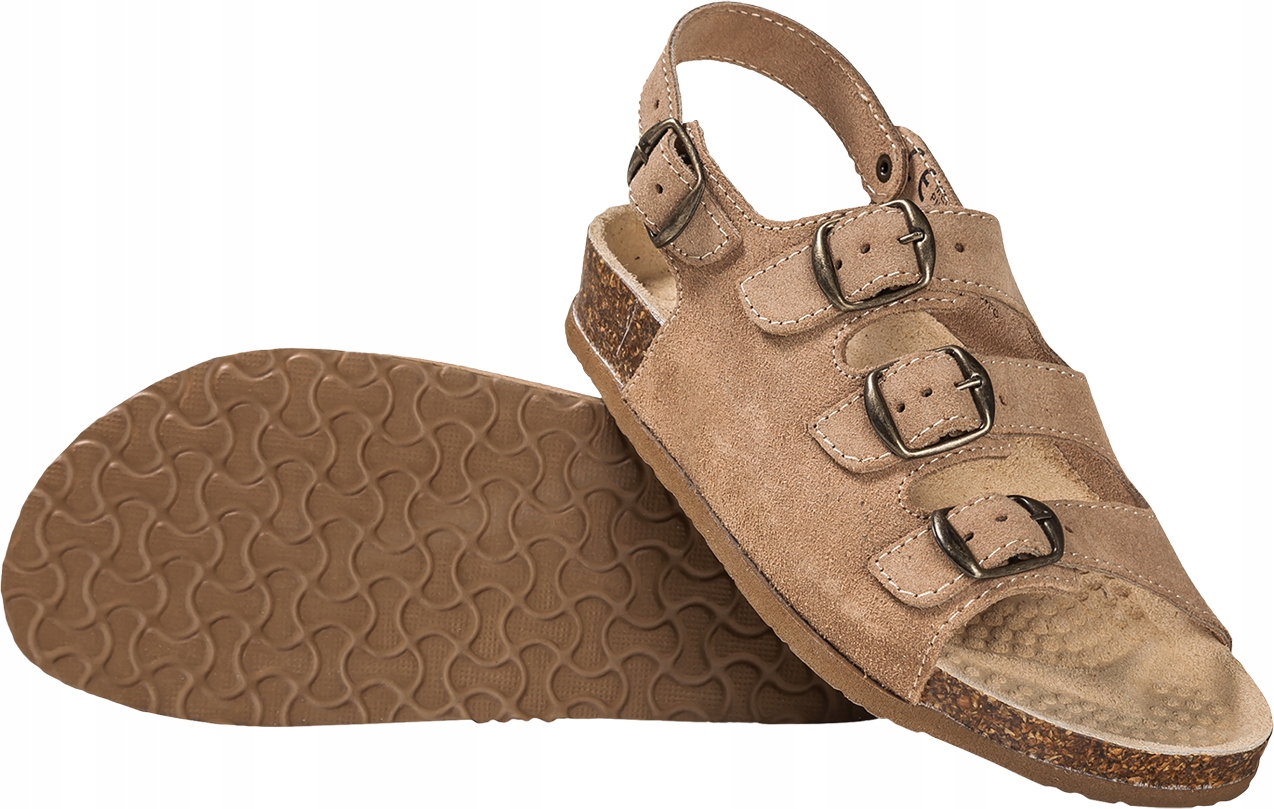 BMKLAKOR4PAS 38 Brąz Obuwie Robocze Klapek Ortopedyczny Podeszwa Korkowa