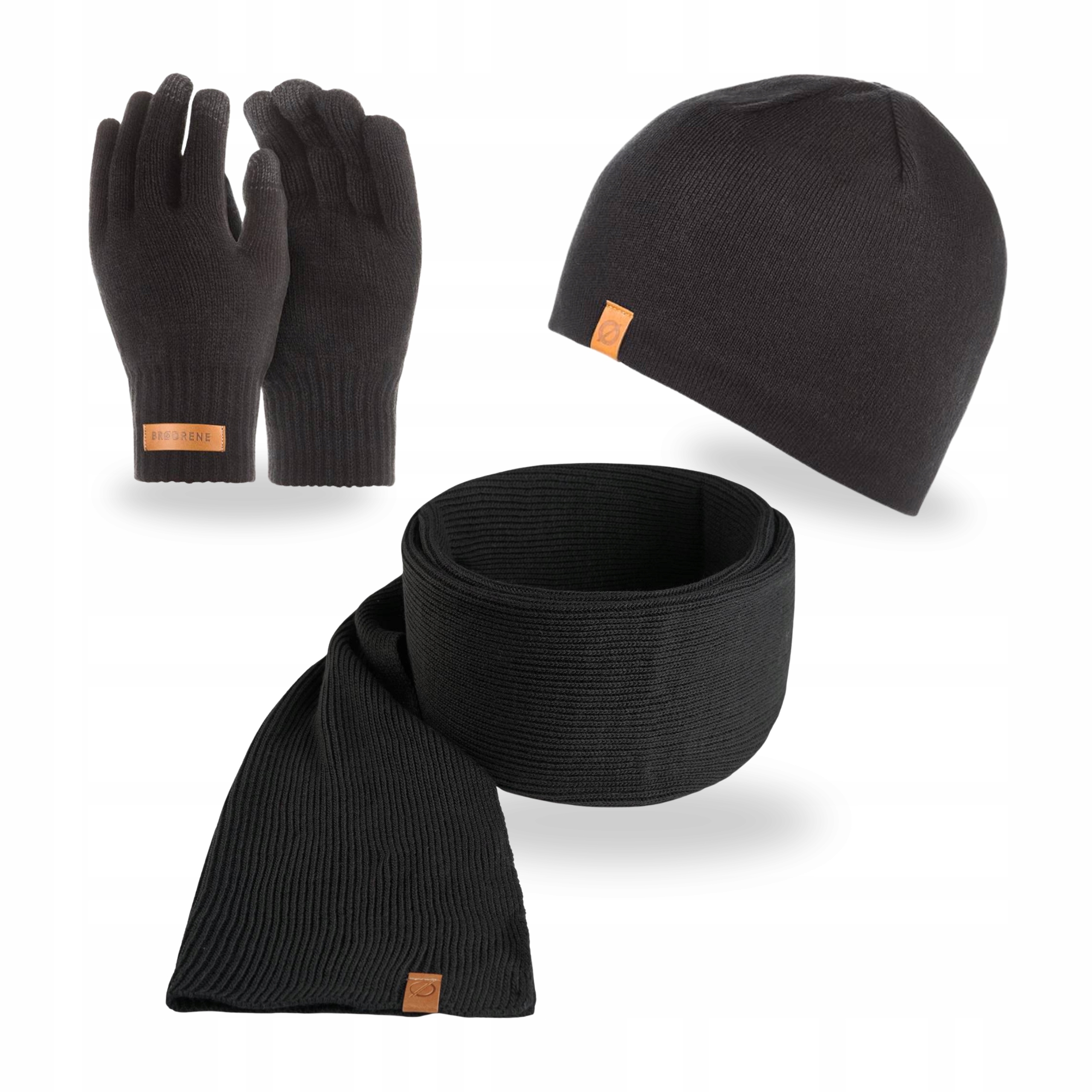Zimní sada pro muže Čepice s zateplením Šátek Rukavice Brodrene Černá