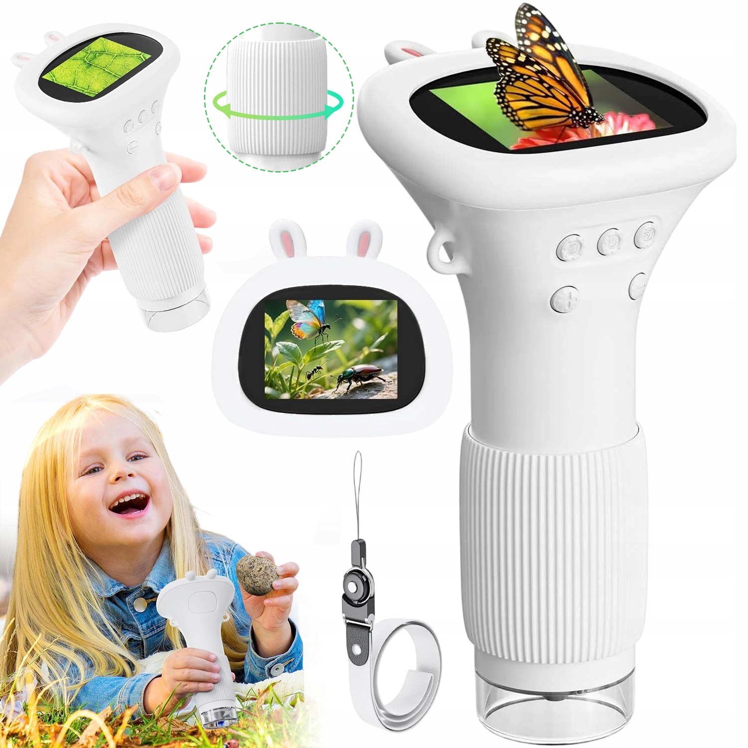 Přenosný Mikroskop Pro Děti Miniscope Kapesní Přiblížení 1000X Hd
