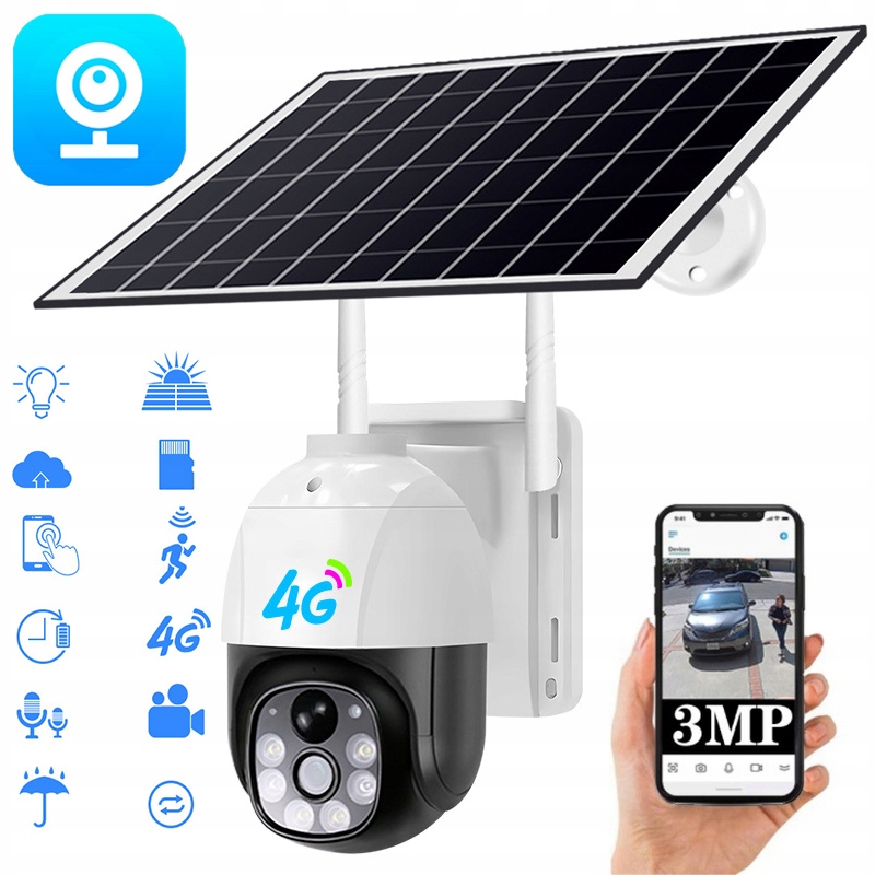Venkovní Solární Kamera 4K Typ-c Dvojité Objektivy 3MPx Sim Karta 4G Lte
