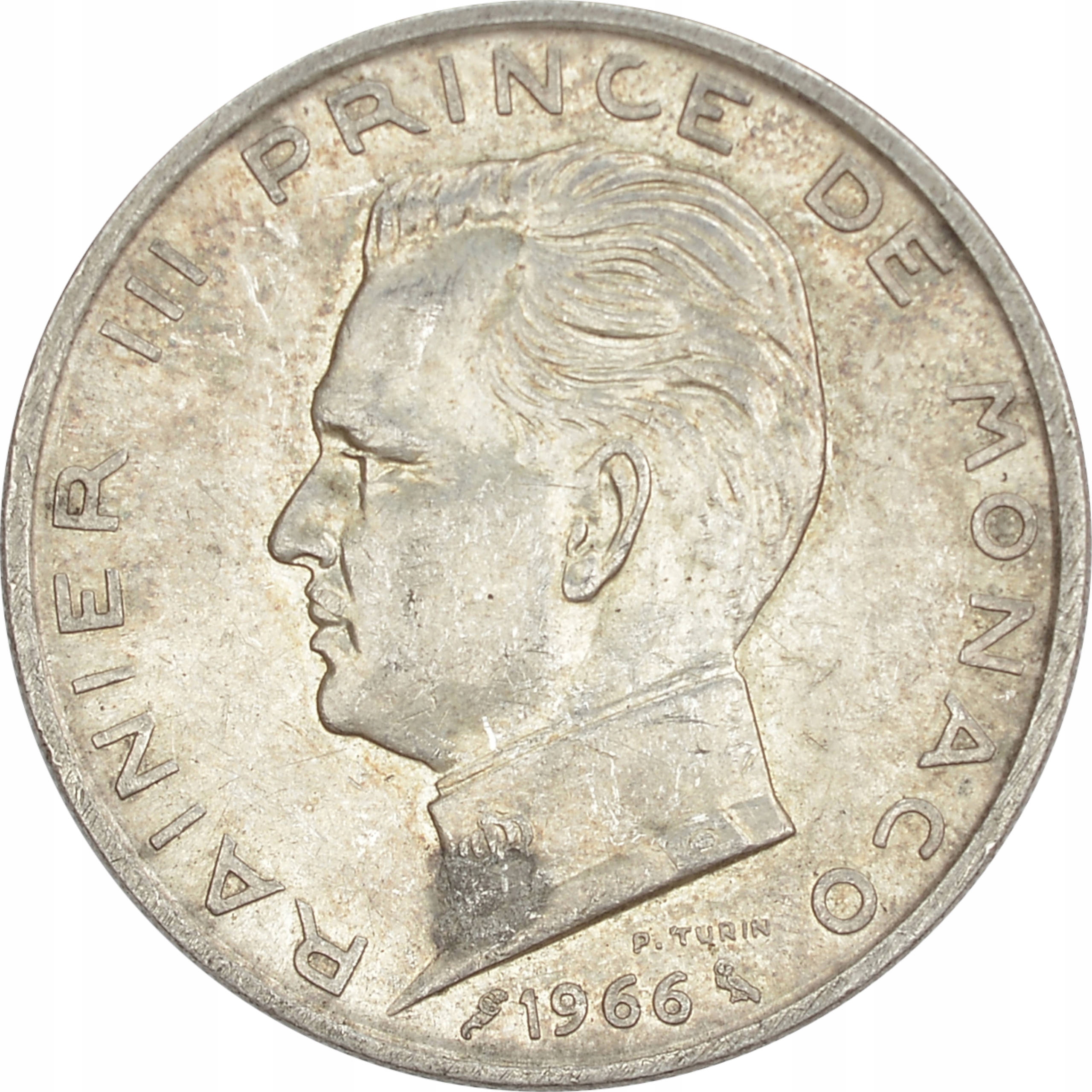 12.MONACO, RAINIER III, 5 FRANKÓW 1966