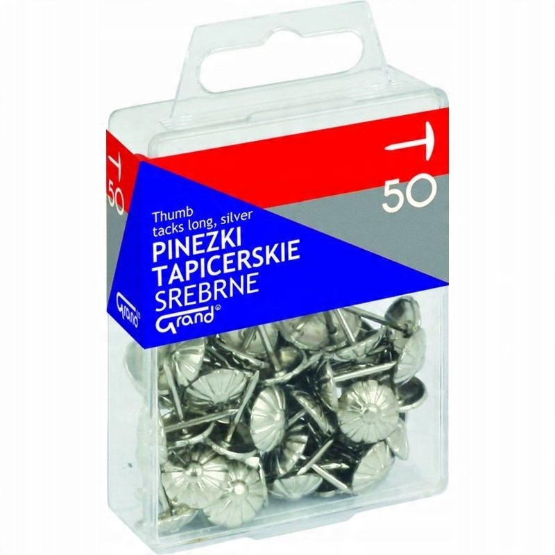 

Pinezki tapicerskie Grand srebrne 50 sztuk