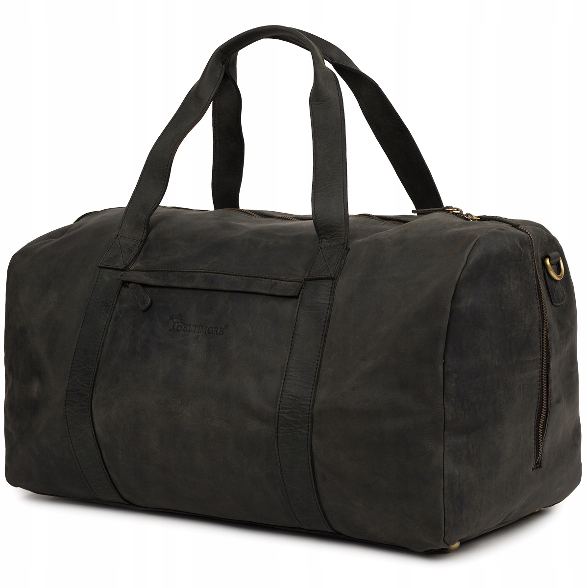 Kožená cestovní taška, víkendová, exkluzivní nubuková kůže, černá Beltimore