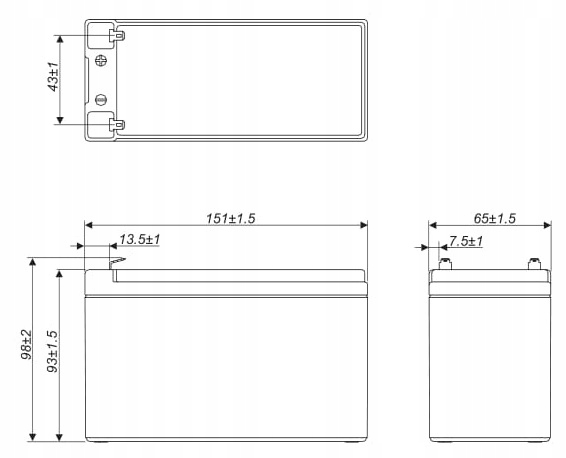 AKUMULATOR BATERIA AGM BEZOBSŁUGOWY EUROPOWER EPL 12V 7,2Ah EPL7,2-12 7.2 Marka Europower