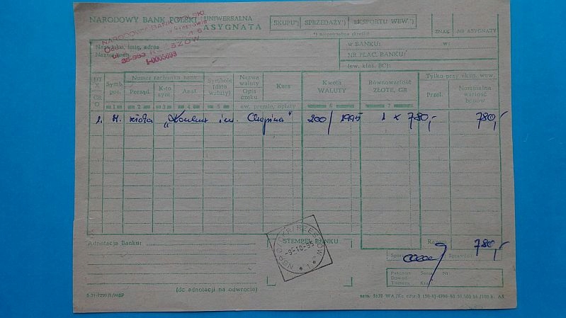 CERTYFIKAT-asysygnata NBP Rzeszów 500 zł.F.CHOPIN 1995