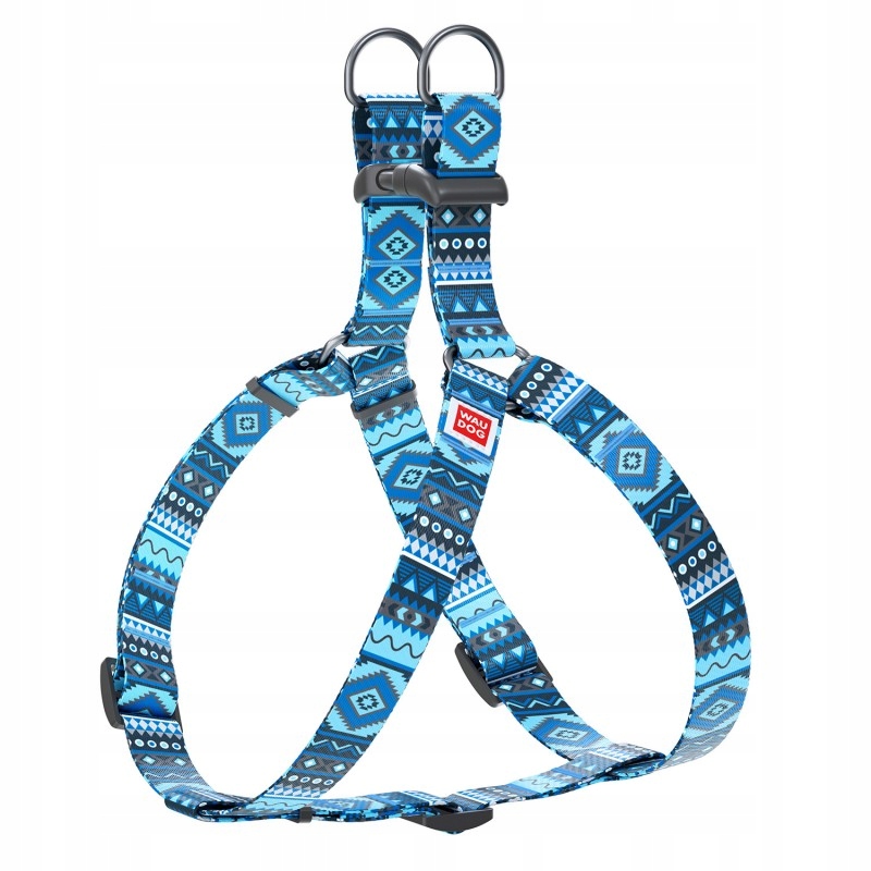 Levně Waudog postroj easy walk pro psa Ethno Blue L 60-90cm