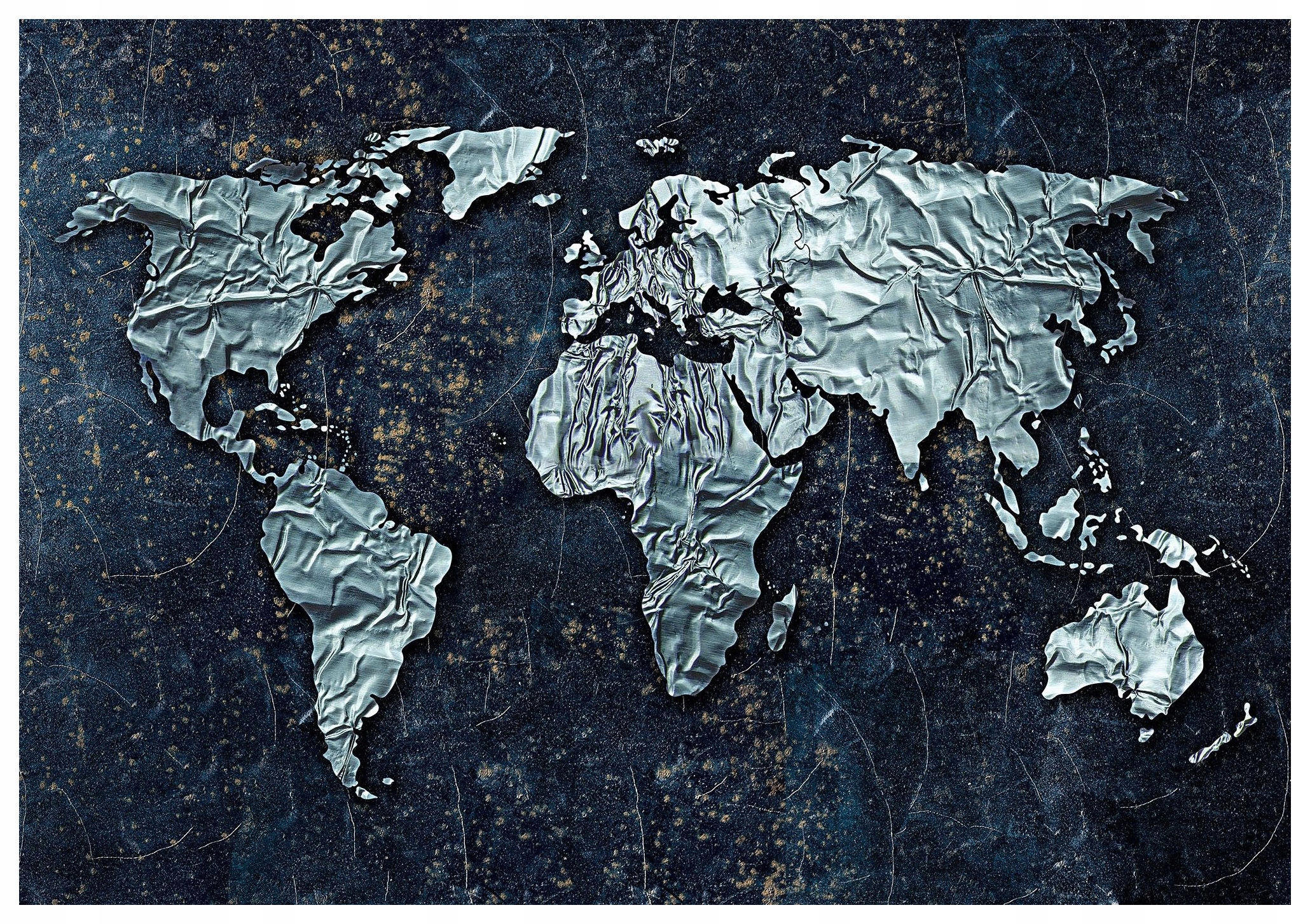 Vliesová fototapeta Mapa světa Metal Vintage Tmavé pozadí 312x219 lepidlo