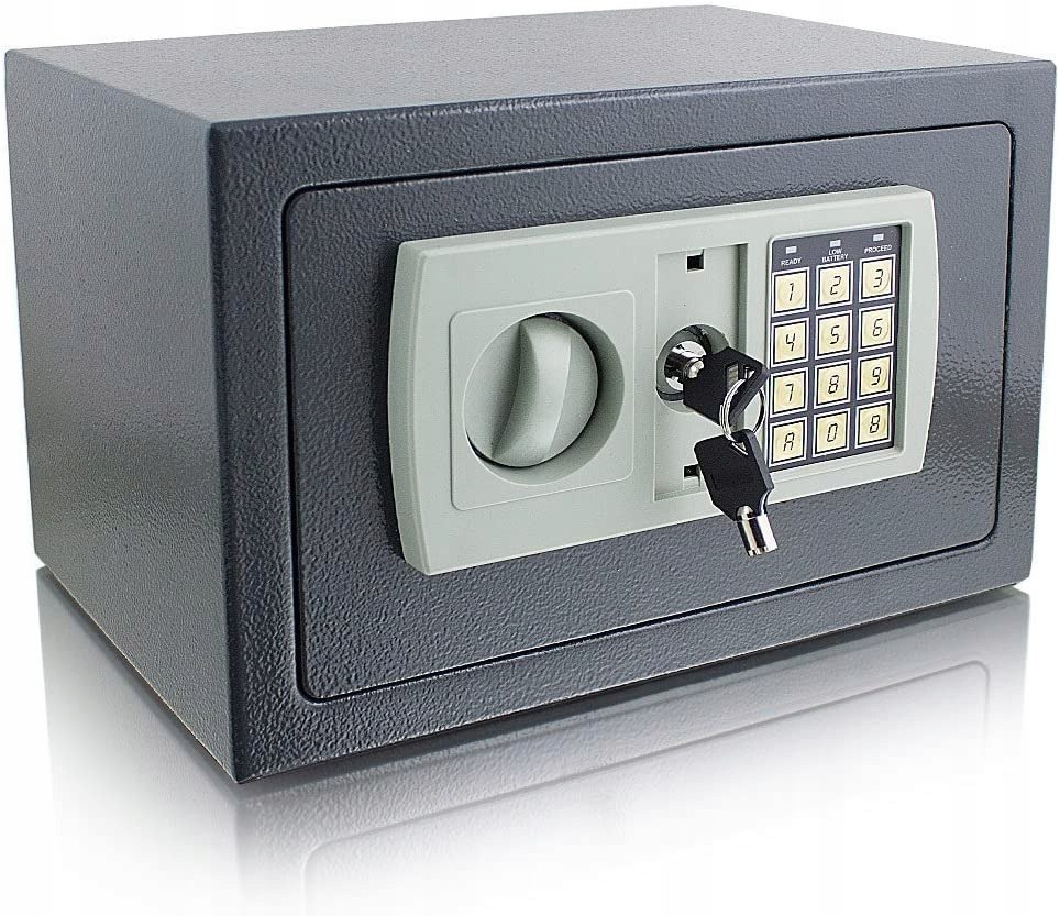 Sejf meblowy elektroniczny szary biurowy na kod