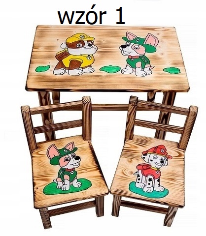 Stolik+2 krzesełka MEBELKI DREWNIANE DLA DZIECI PSI PATROL Materiał drewno