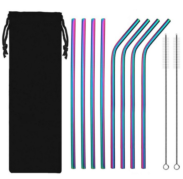 WIELORAZOWE SŁOMKI METALOWA SŁOMKA ZESTAW 8 EKO