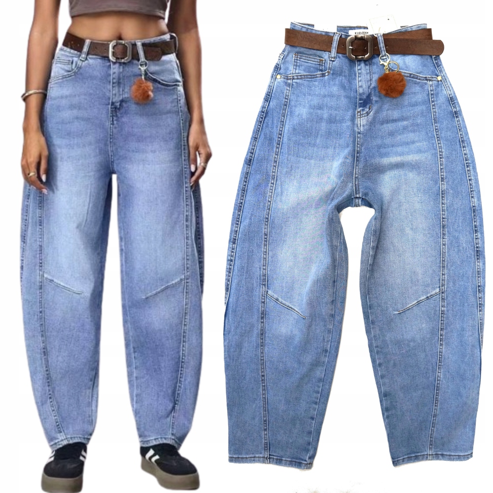 M.sara Výjimečné Dámské Džínové Kalhoty Balloon Fit Ostatní Šití Přívěsek Na Klíče Xs