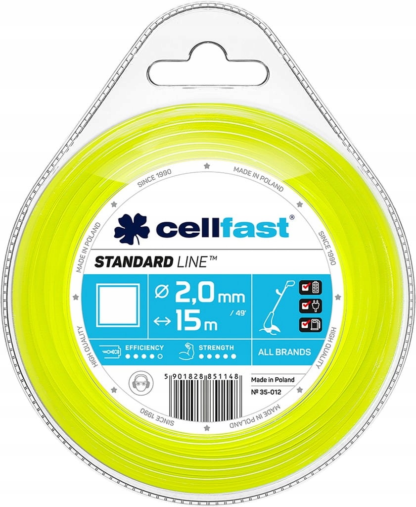 

Żyłka tnąca Standard - kwadrat 2,0mm x15m Cellfast