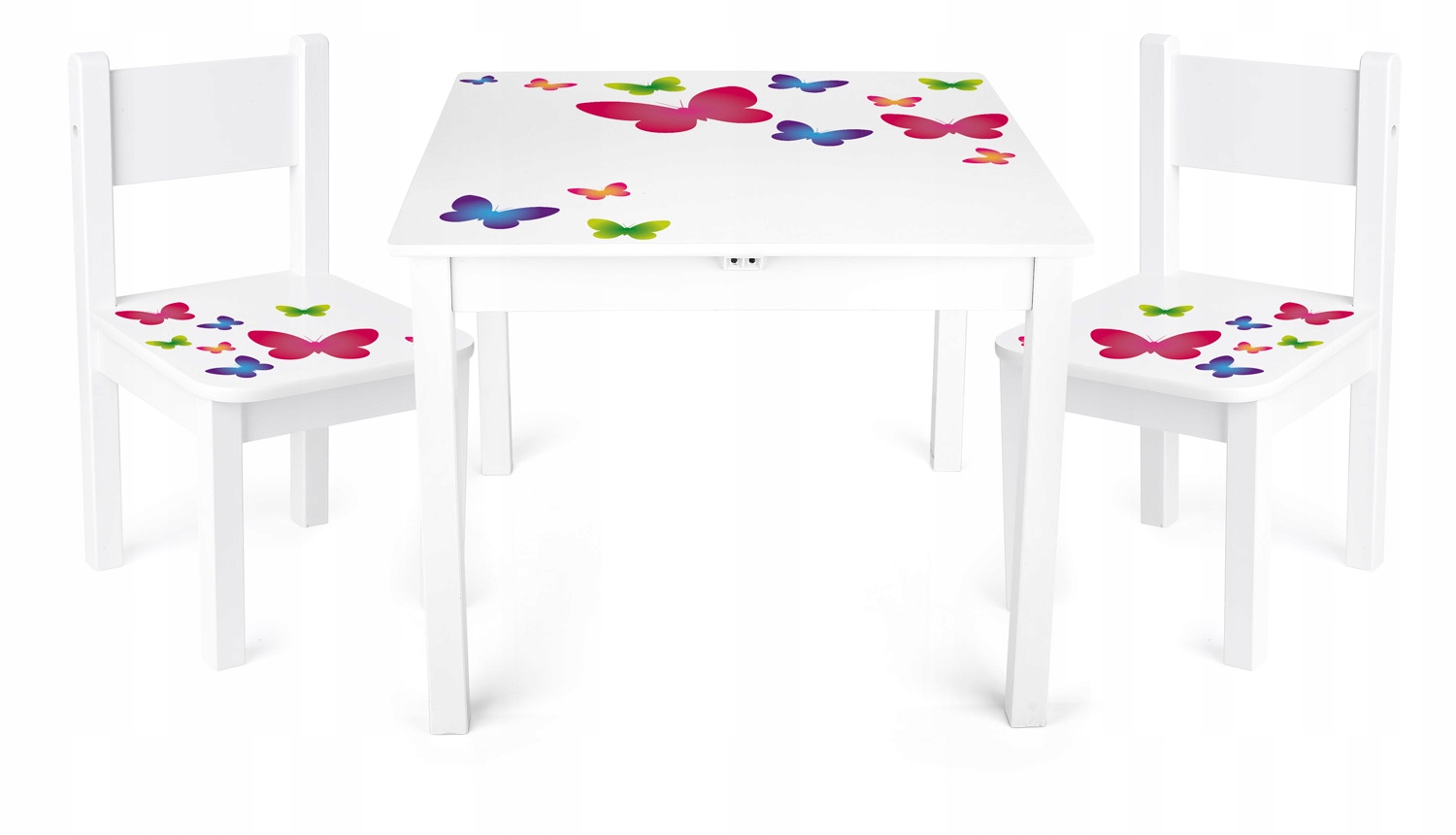 Dětský stolek s židličkami a opěradly Motýlci Mdf 60x60x42 cm