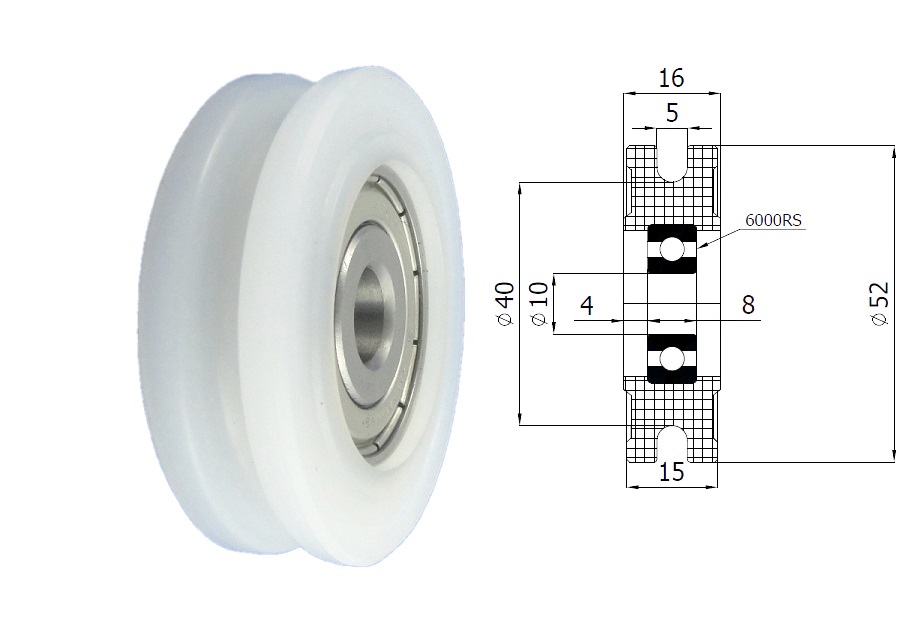 Rolka profilowana fi 52mm fi 10mm na linkę fi 5 Marka inny