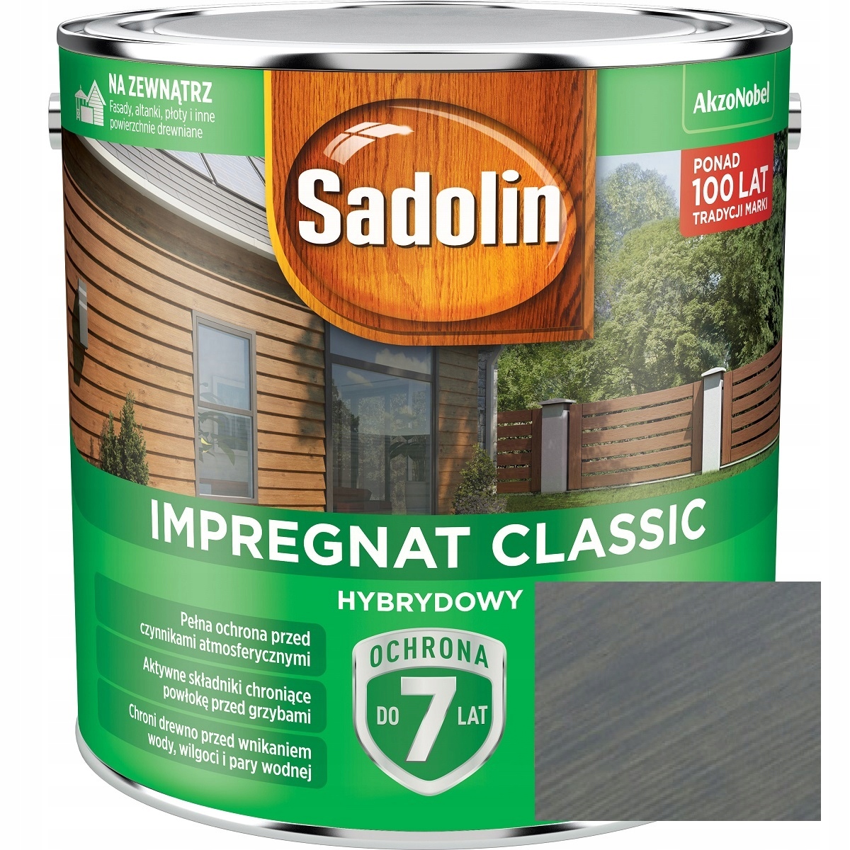 Sadolin Classic Hybrydowy Impregnat Do Drewna Ciemny Szary 9L