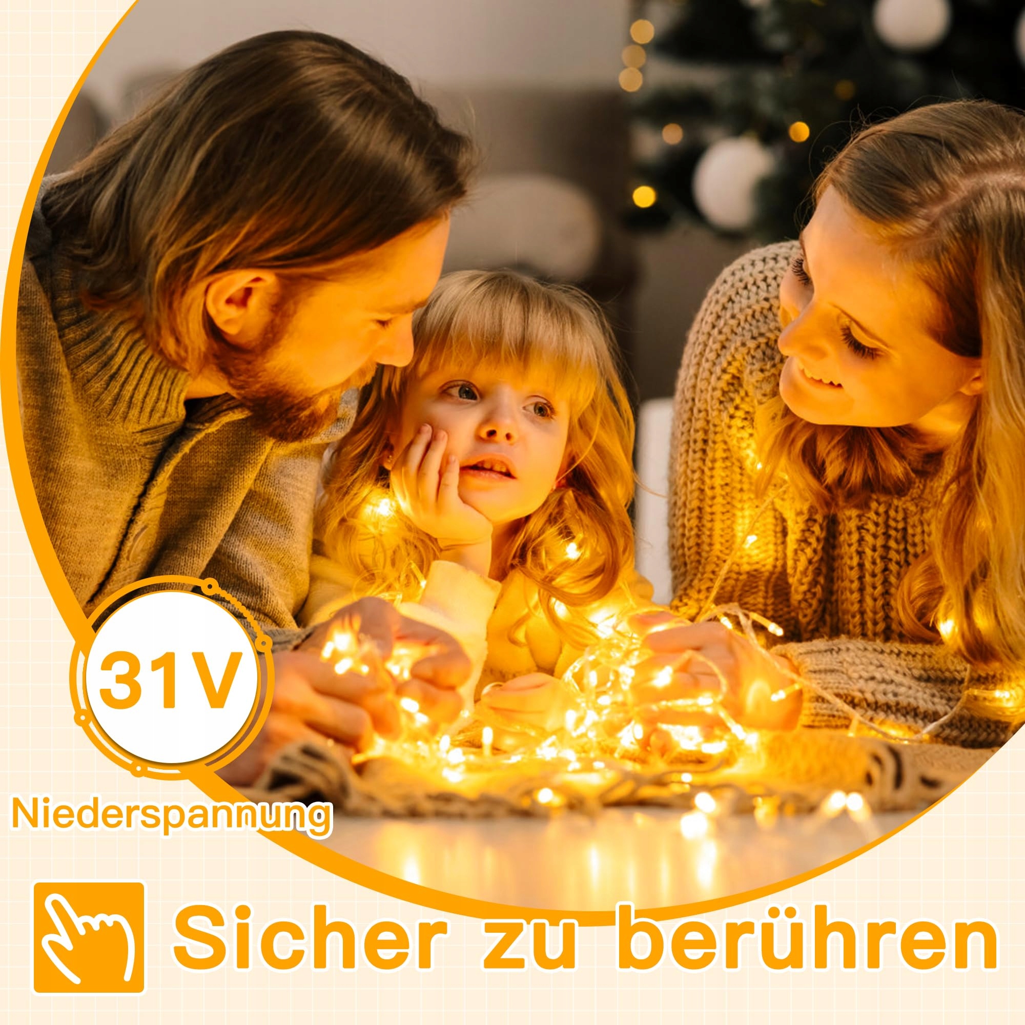 OLLNY Łańcuch Świetlny Lampki Świąteczne Wodoodporne 8 Trybów 10M 100 LED — miniatura 7
