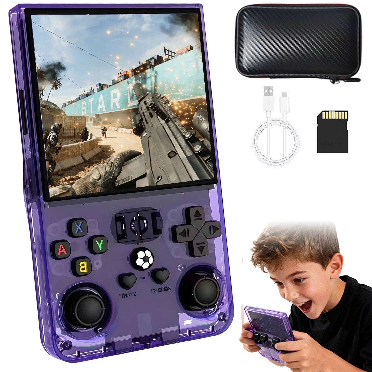 Profesjonalny Mini Konsola Do Gier Retro R36MAX 64GB Pamięć Karta 4.0IN