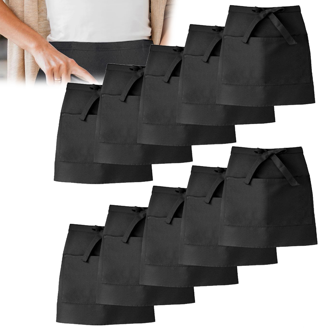 Kuchařská gastronomická zástěra Fartuch krátká s kapsou 10x