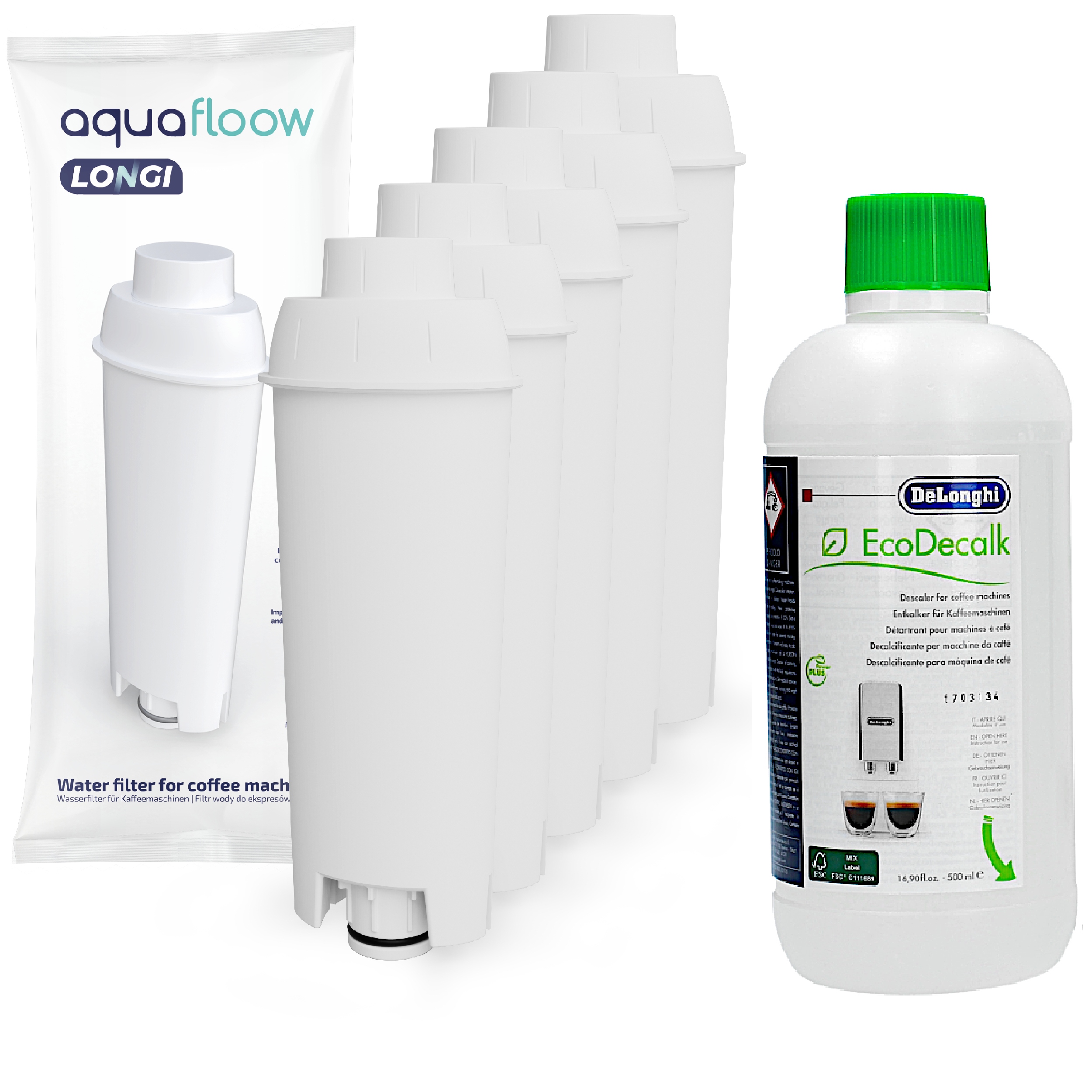 

5x Filtr wody do ekspresu Delonghi Dinamica + płyn