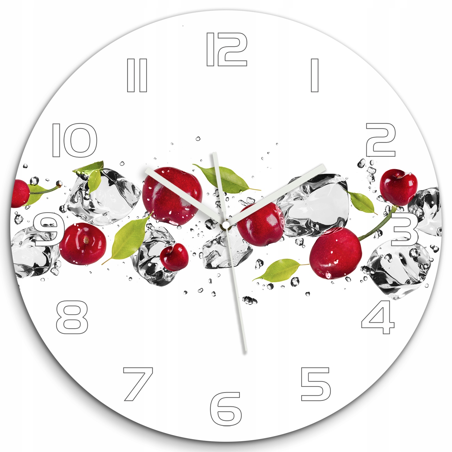 

Duży zegar szklany do salonu Wiśnie i woda fi 60cm