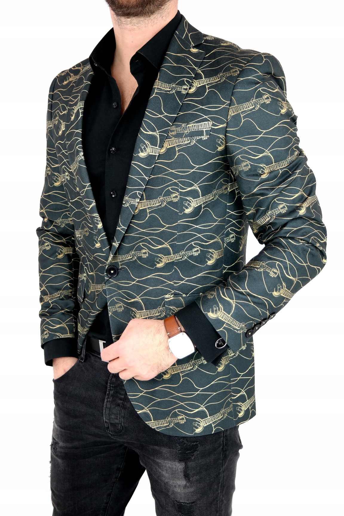 GIOVANNI PERA Marynarka męska D802 gitary 46 XS Kolor szary