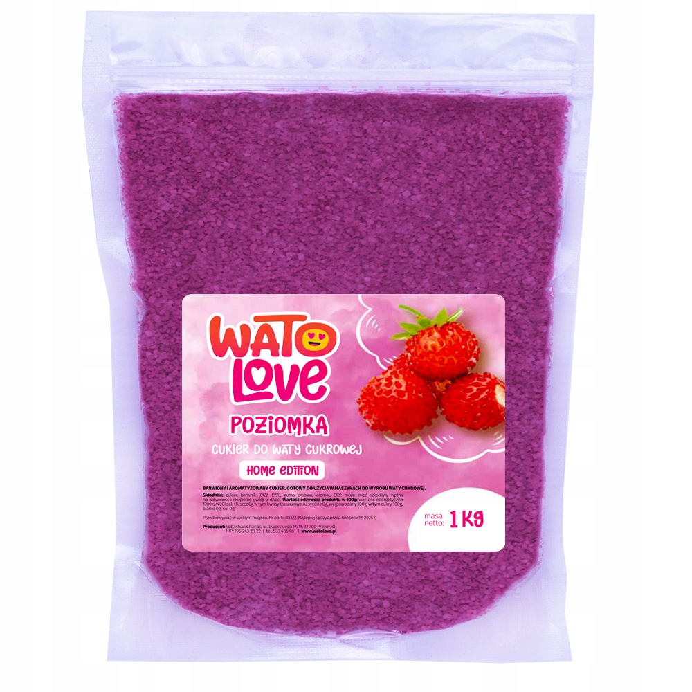 1 Kg Cukier do Waty Cukrowej Kolorowy Smakowy na Patyczki POZIOMKA EAN (GTIN) 5906349454069