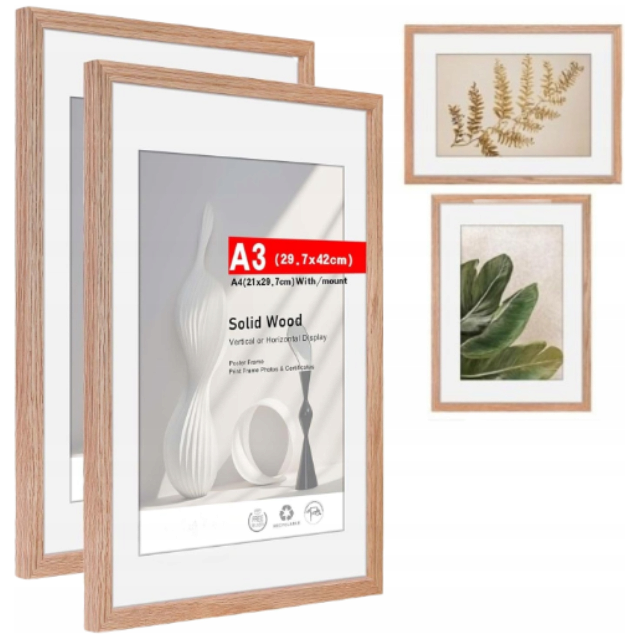 Rámeček na fotografie A3 Dubové dřevo Passe Partout A4 Nástěnné svítidlo na obrazy