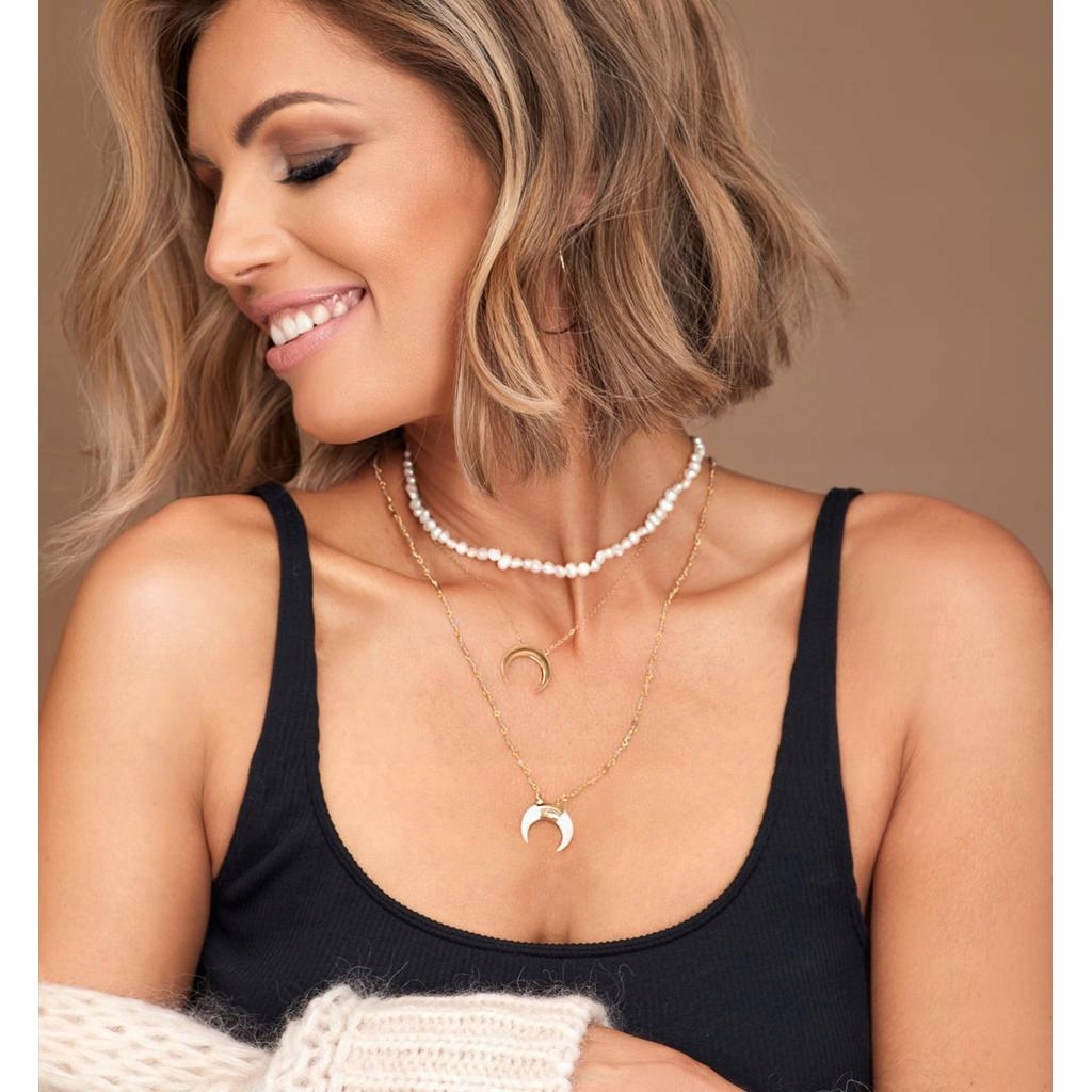 Naszyjnik damski Labradoryt Księżyc NLB0049 Długość całkowita 36 cm