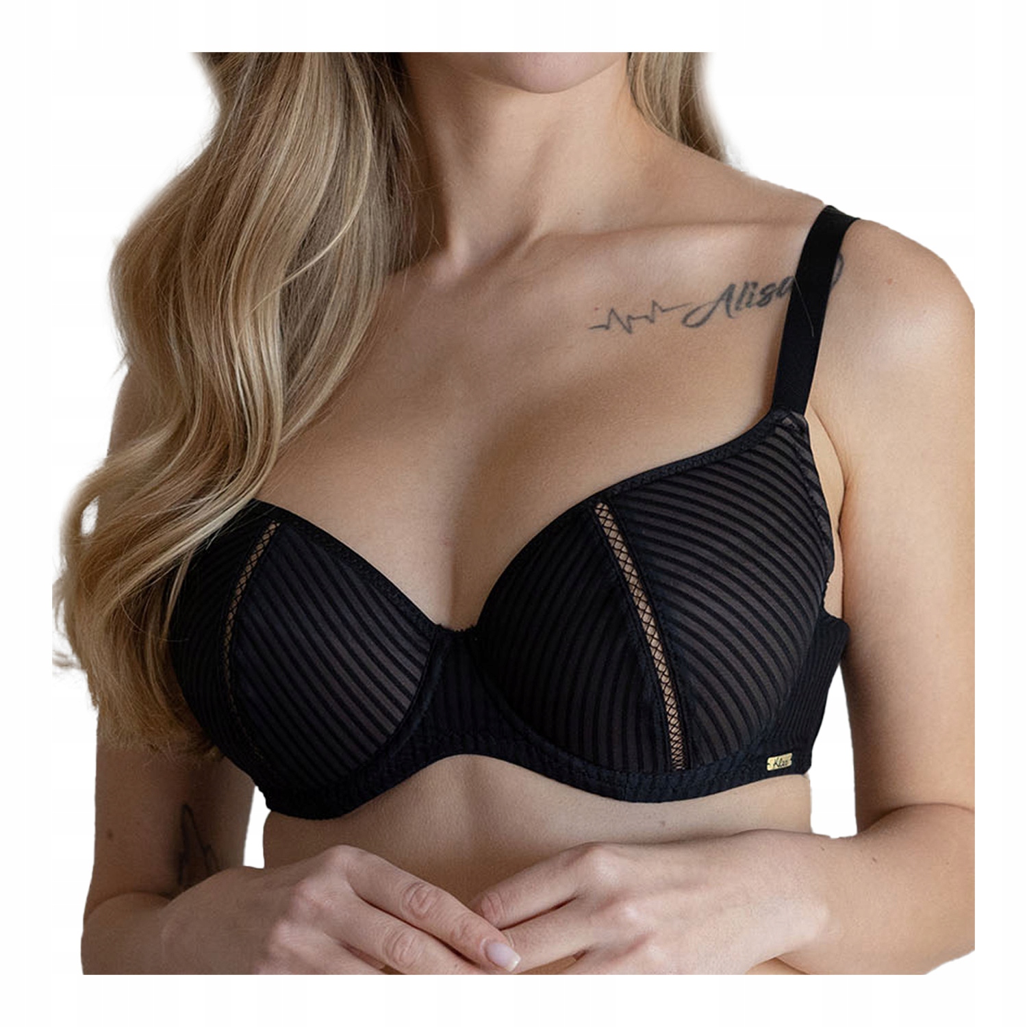 Dámská vyztužená podprsenka balkonetka s kosticemi, černá Kleo, velikost 75C